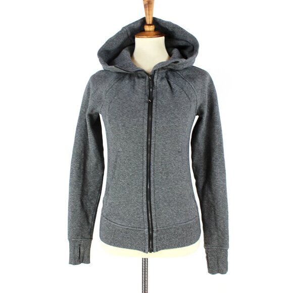 Lululemon Scuba Hoodie Light Cotton Fleece Full Zip Heathered Dark Grey Jacket 2 - Picture 1 of 7